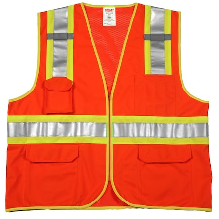 Tingley Two-Tone Hi-Vis Surveyors Vest 2XL, 3XL Class 2 , Zipper 8 Pockets, 2 Mic Tab V73859.2X-3X
